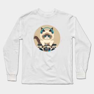 Cute DJ Ragdoll Cat Long Sleeve T-Shirt